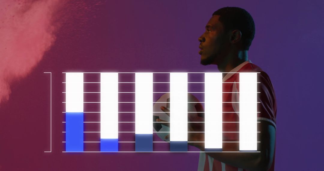 Soccer Player with Futuristic Digital Interface Charts