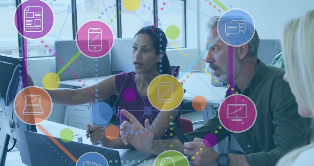 Collaborative Teamwork and Digital Networking in Modern Office