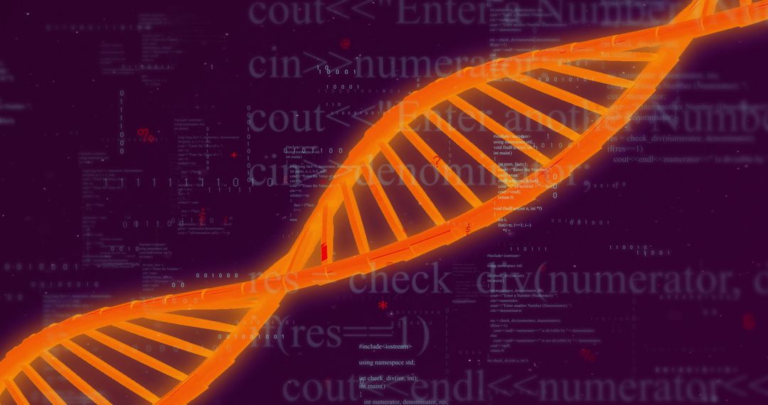 DNA Helix with Data Processing Overlay Digital Interface Concept