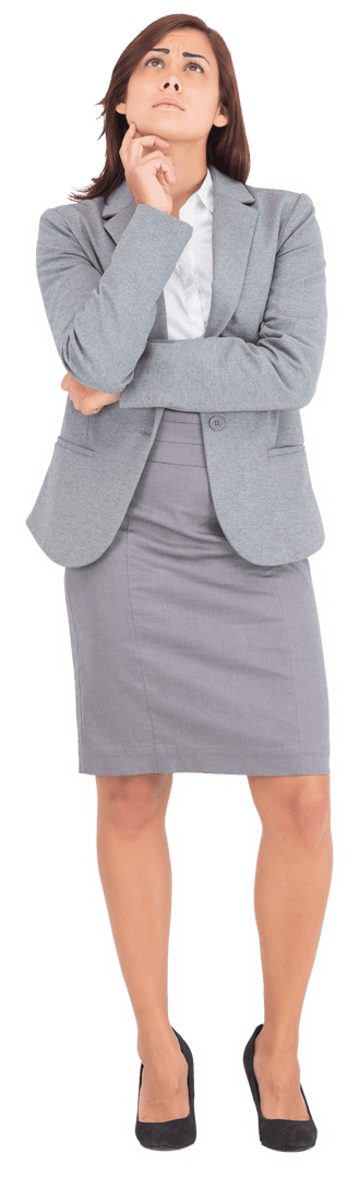 Transparent Thoughtful Businesswoman on a Transparent Background