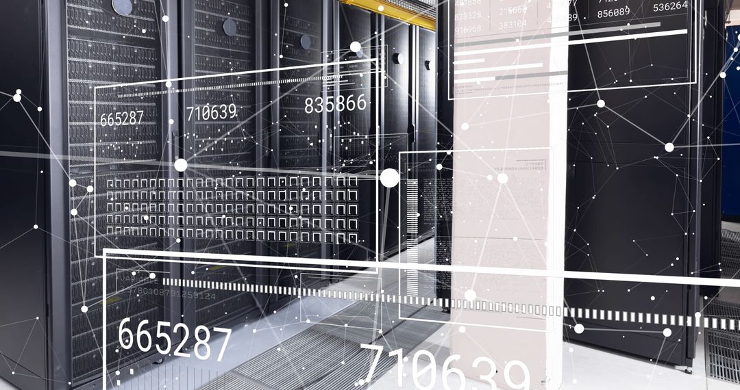 Futuristic Data Center with Digital Networking Overlay