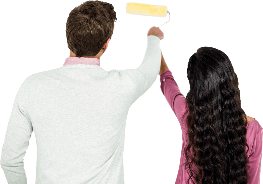 Transparent Background New Home Decorating Couple Painting Home