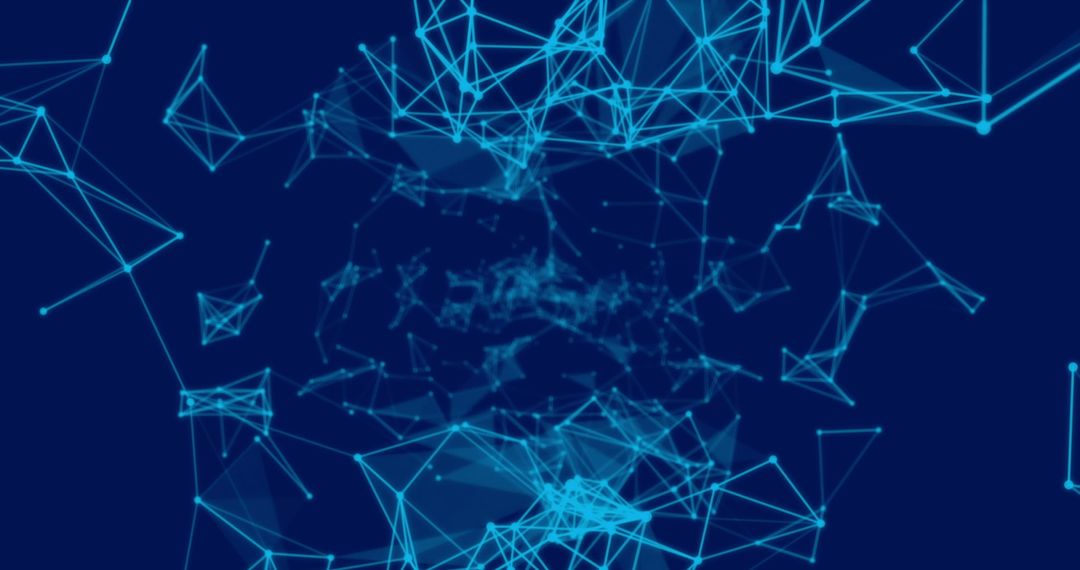 Abstract Digital Network with Interconnected Blue Lines