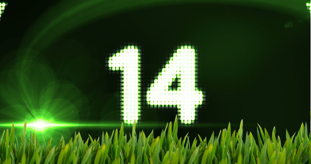 Glowing Digital Number 14 with Green Grass Glow Effect - Free Images, Stock Photos and Pictures on Pikwizard.com