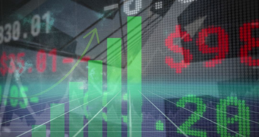 Dynamic Stock Market Interface with Green Bar Chart and Records