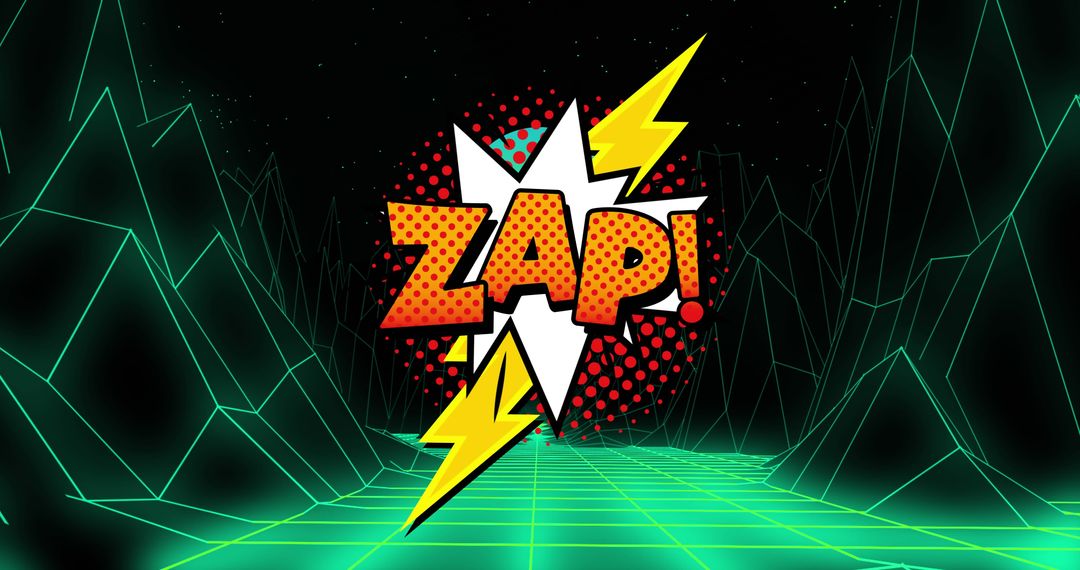 Zap Comic Style Digital Art on Futuristic Grid