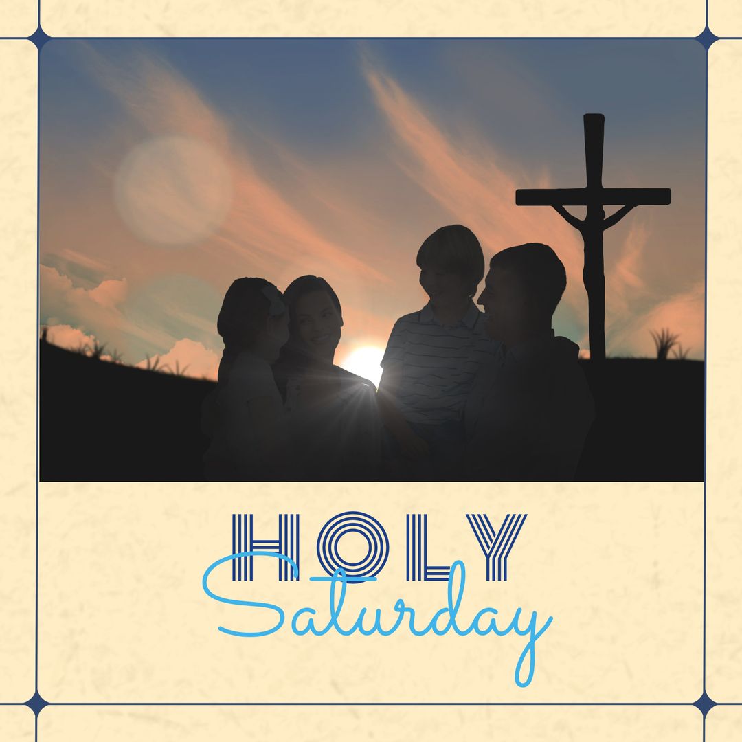 Holy Saturday Family Embrace with Cross at Sunset - Download Free Stock Templates Pikwizard.com