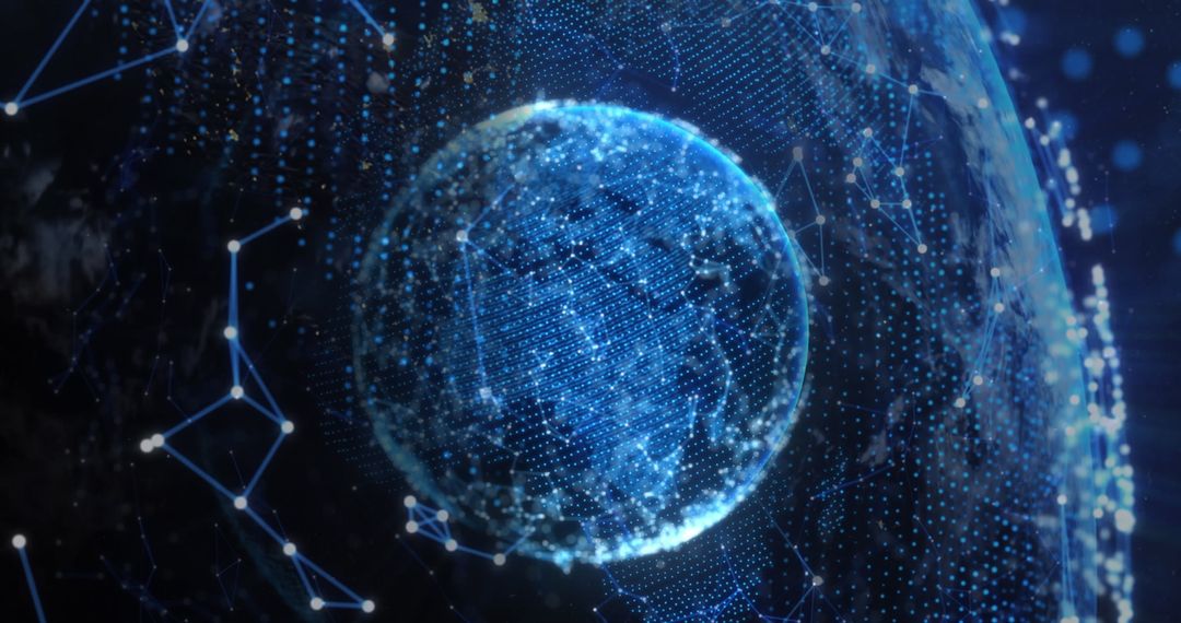 Digital Global Network with Interconnected Data Points