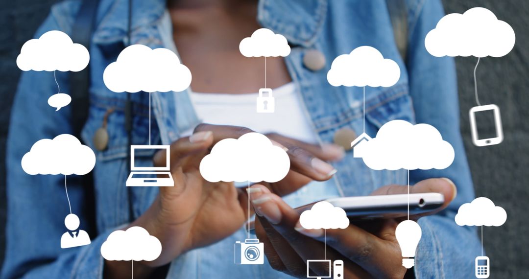 Cloud Computing Concept with Woman Using Smartphone