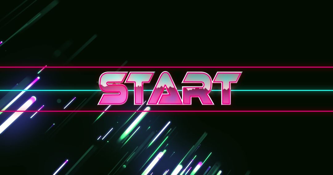 Retro Neon Start Text with Futuristic Lighting