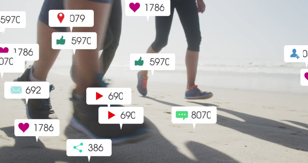 Social Media Notifications Overlay Concept on Exercising