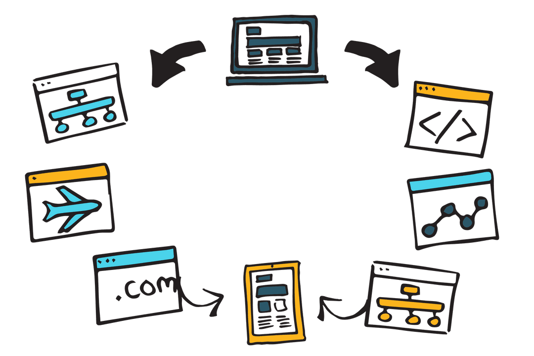 Sketchy Digital Workflow Icons with Transparent Background - Download Free Stock Images Pikwizard.com