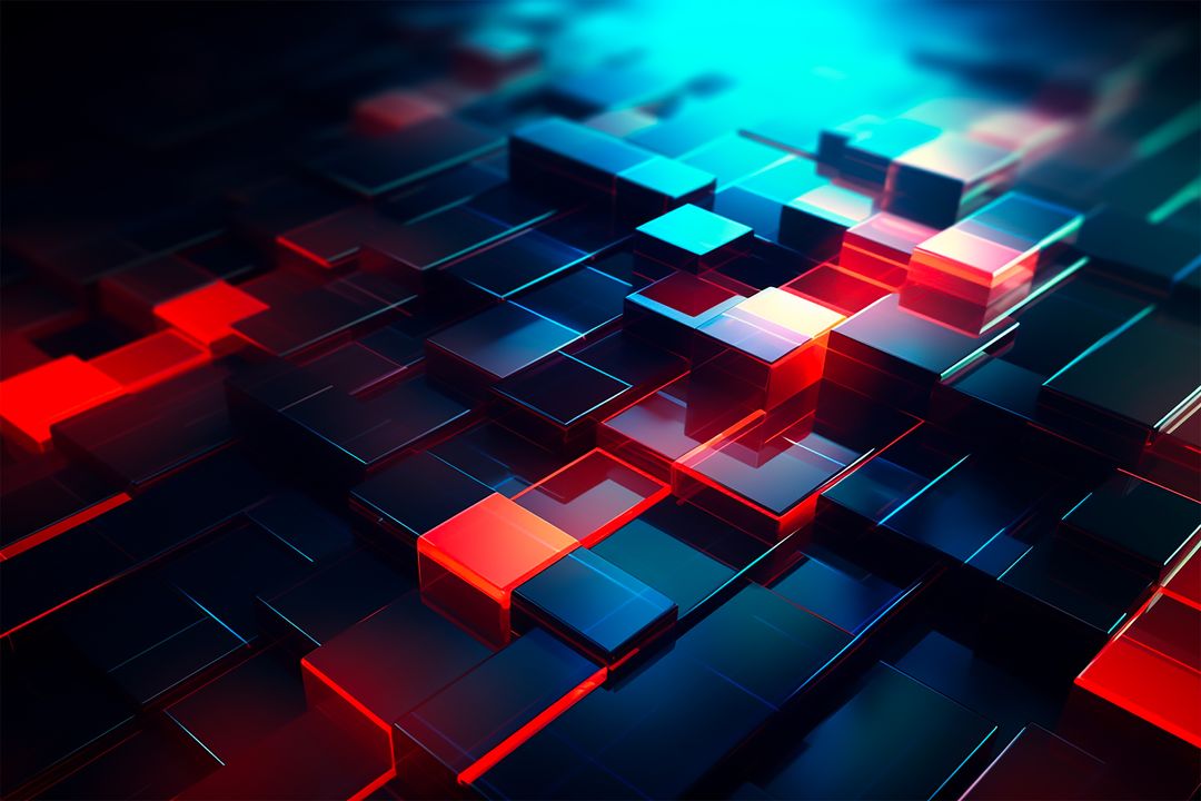 Futuristic Digital Blocks with Vibrant Lighting