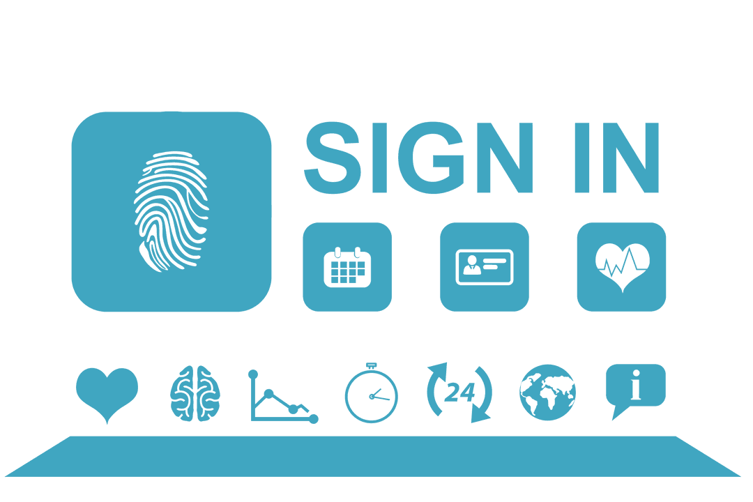 Transparent Sign In Design with Blue Icons Symbolizing Digital Access