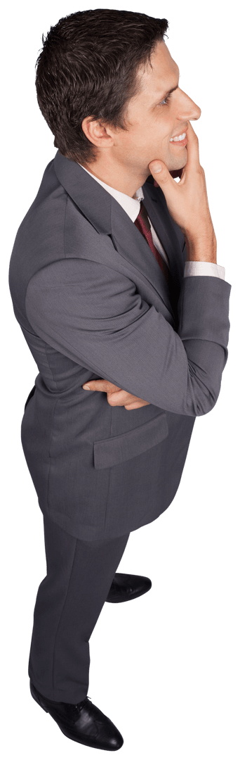 Transparent Businessman Contemplating Success in Suit Isolated
