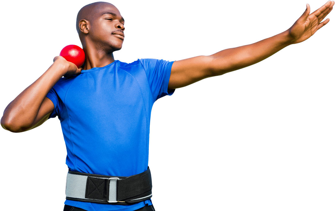 Athlete Throwing Shot Put on Transparent Background