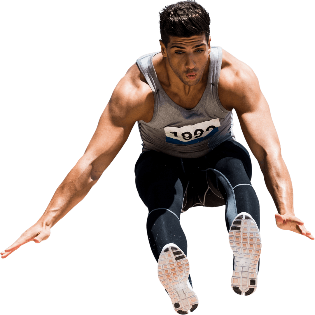 Transparent Background Athlete Performing Long Jump