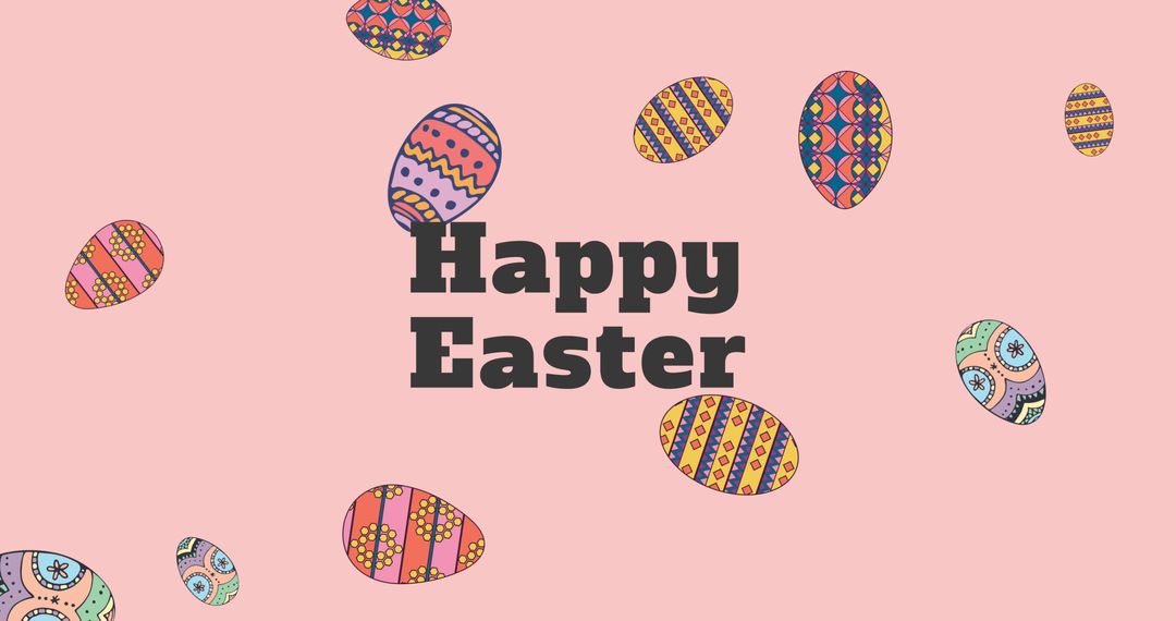 Colorful Graphic Illustration with Easter Eggs and Greetings