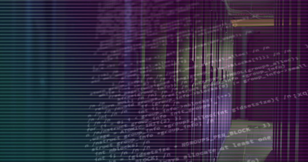 Data Streams Flowing in Server Room with Abstract Lines