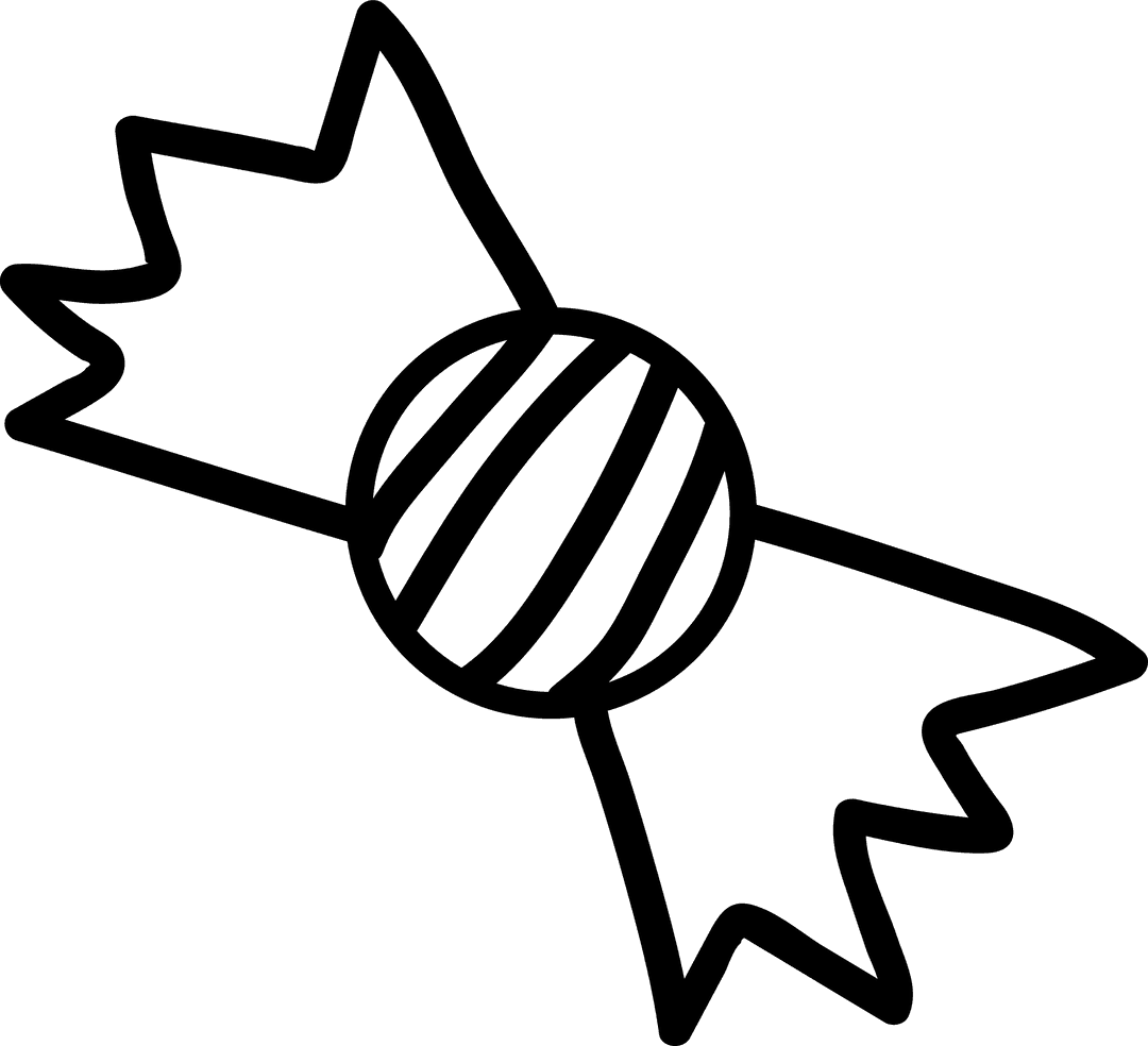 Stylized Wrapped Candy Icon with Striped Center on Transparent Background