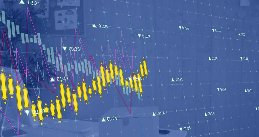 Digital Financial Chart Overlaid Office Workspace