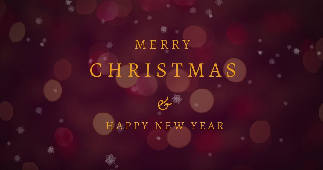 Elegant Merry Christmas and Happy New Year Text with Snow Falling