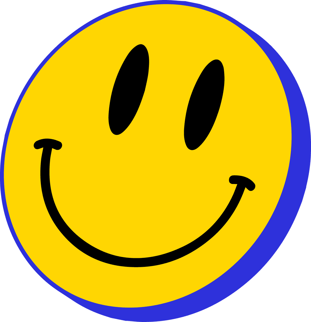 Yellow Smiley Face Icon on Transparent Background with Blue Border