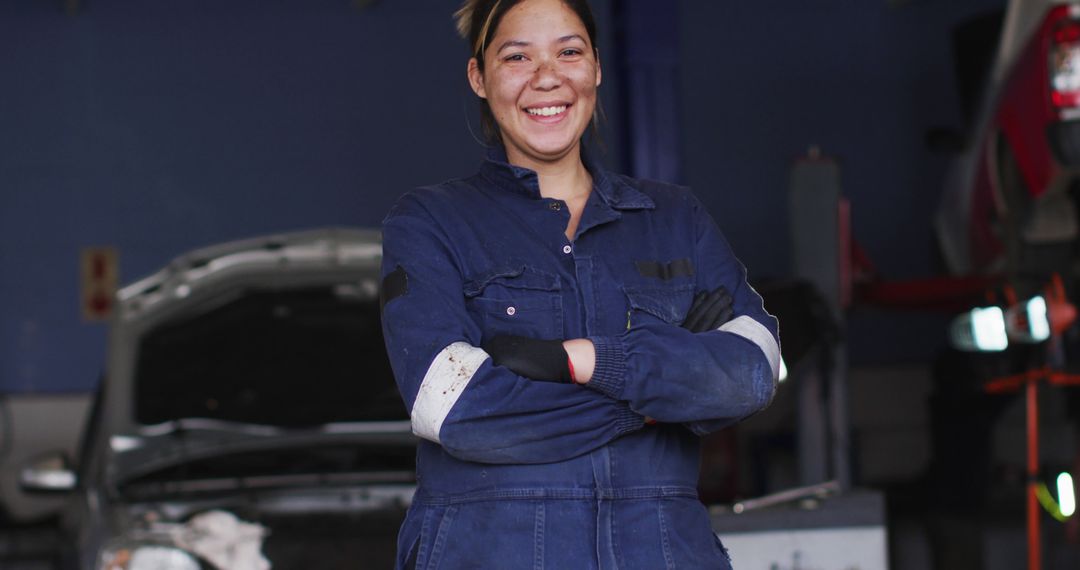 Smiling Female Auto Mechanic at Work - Free Images, Stock Photos and Pictures on Pikwizard.com