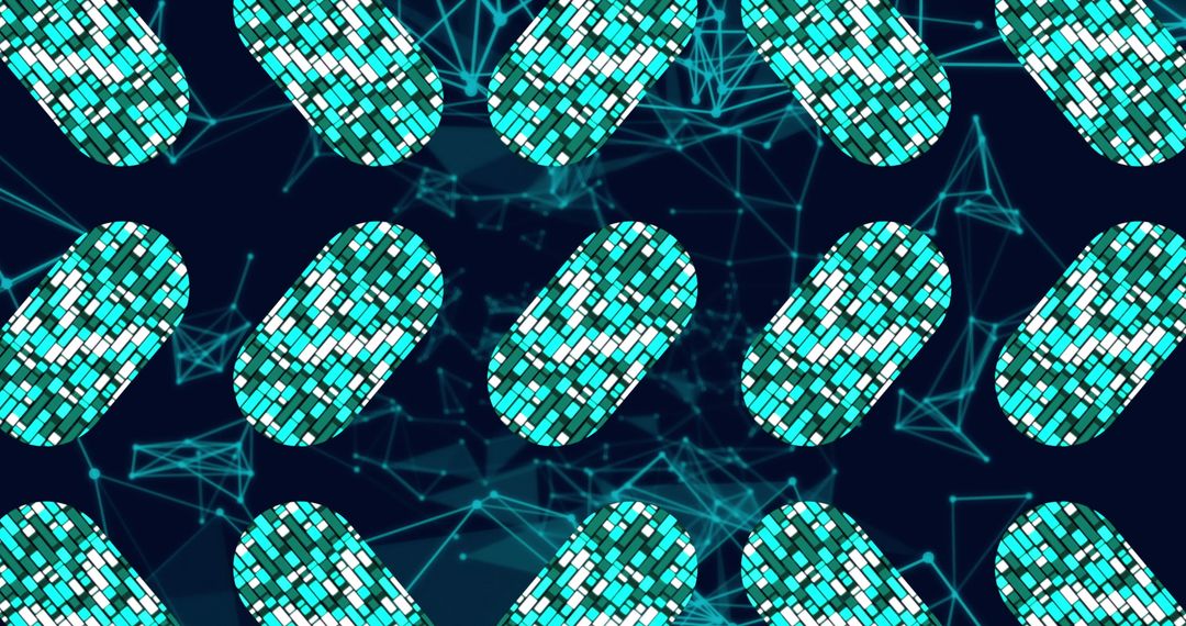Futuristic Digital Capsules on Dark Abstract Network Background