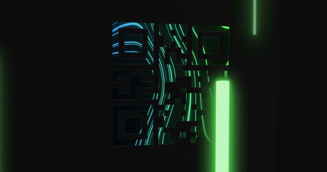 Futuristic Glowing QR Code on Black Background