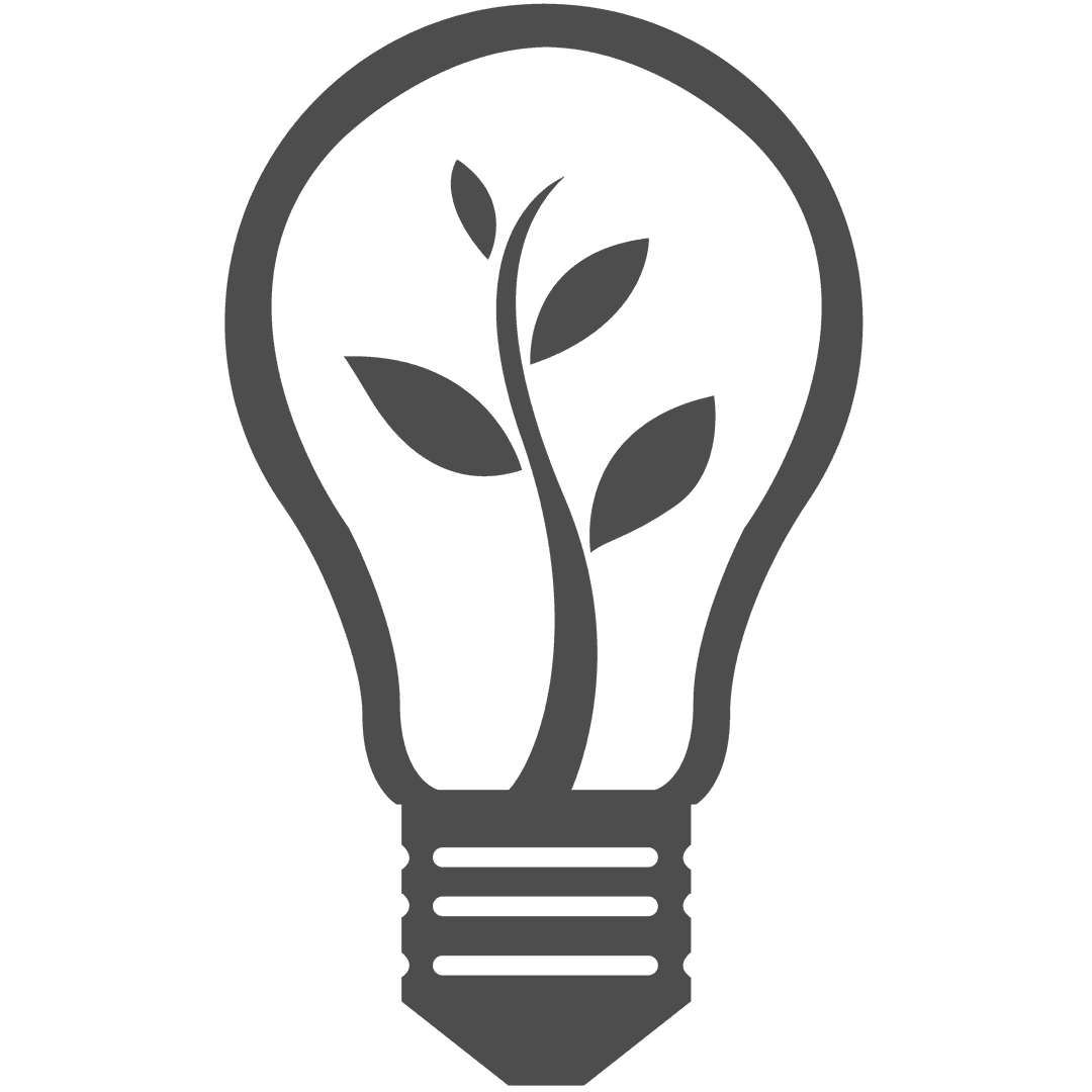 Sustainable Energy Light Bulb with Leaves on Transparent Background