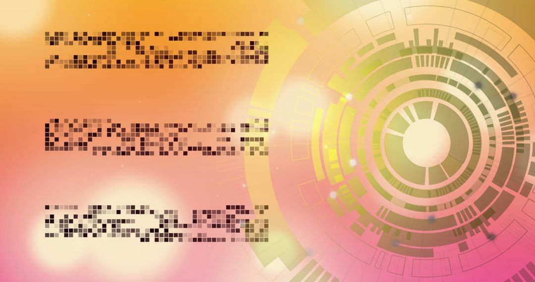 Digital Interface with Data Elements on Orange Background