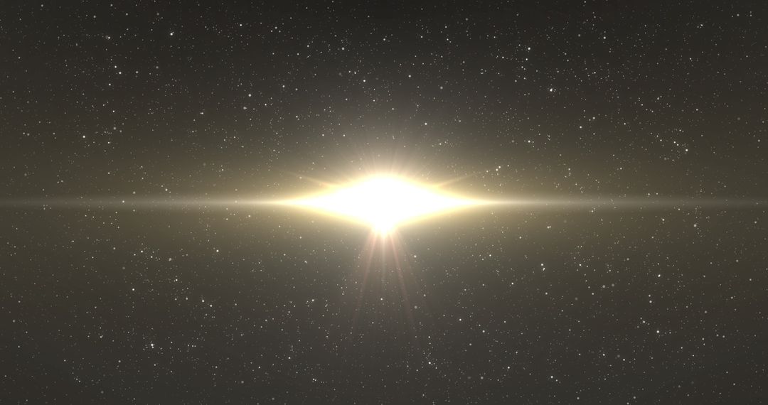 Glowing Yellow Light with Stars in Space