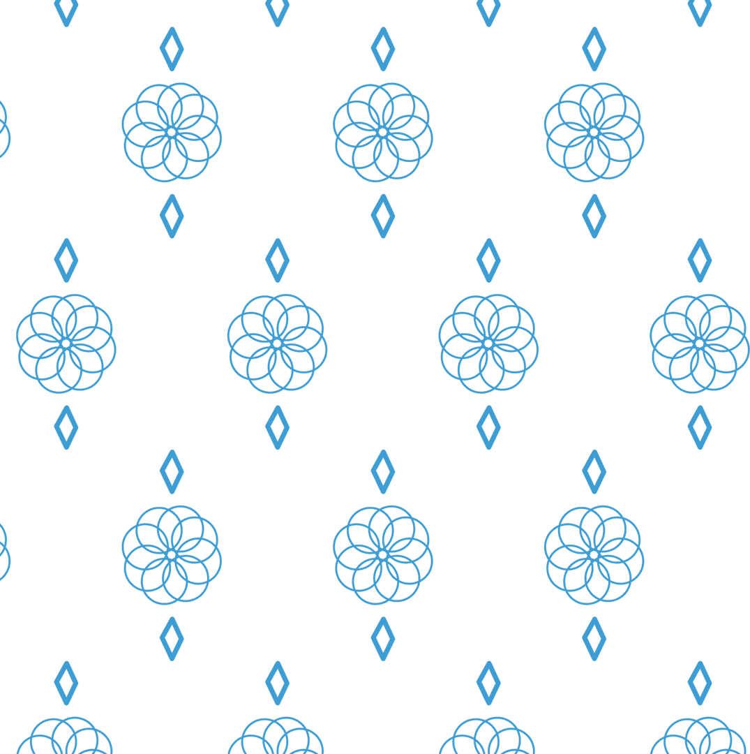 Blue Pattern with Symbols on Transparent Background