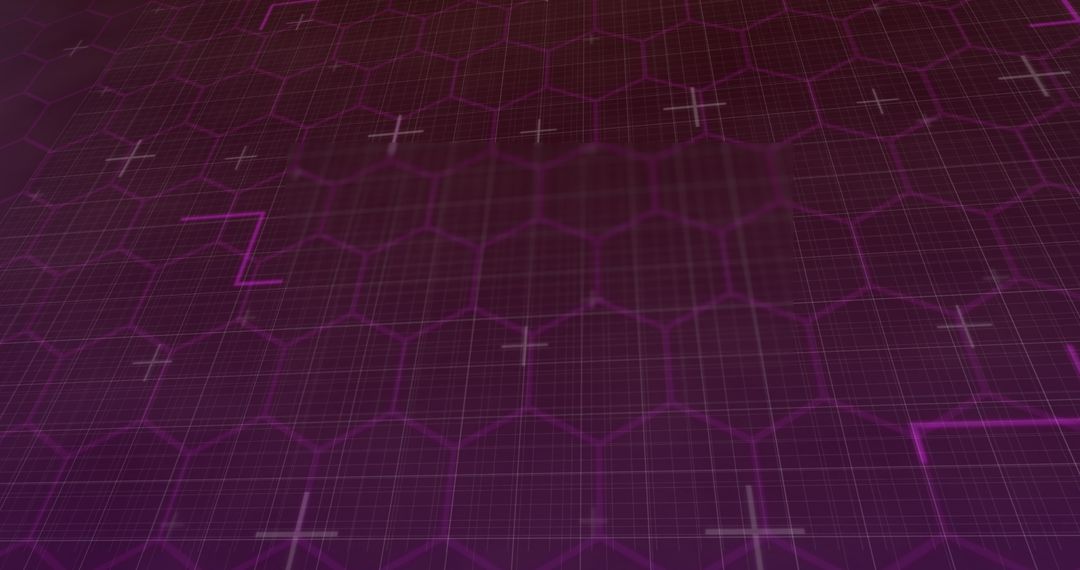 Digital Grid Background with Hexagonal Pattern in Violet Hues