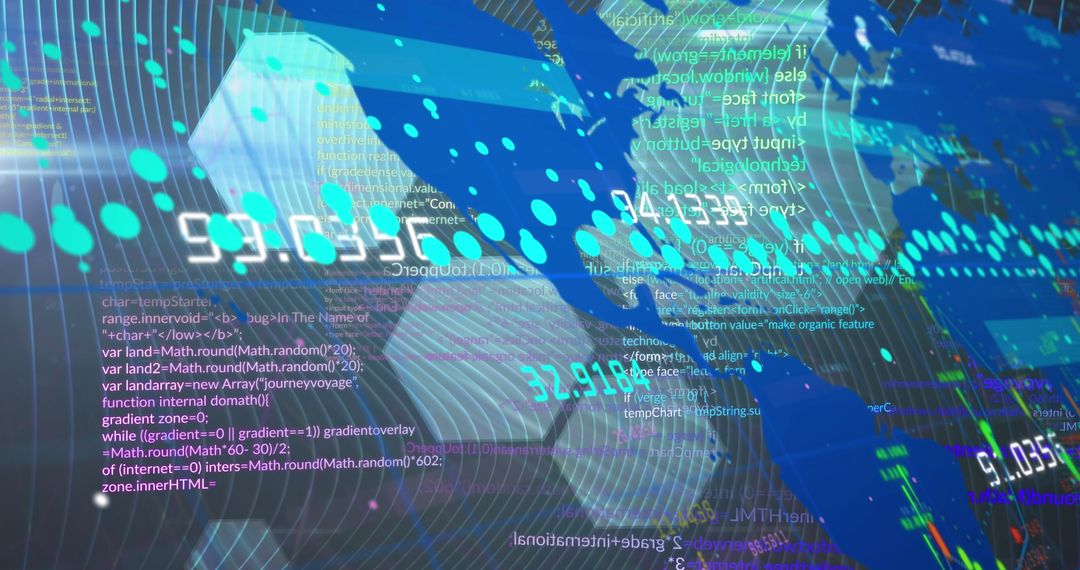 Global Digital Data Network with Binary Code Overlay