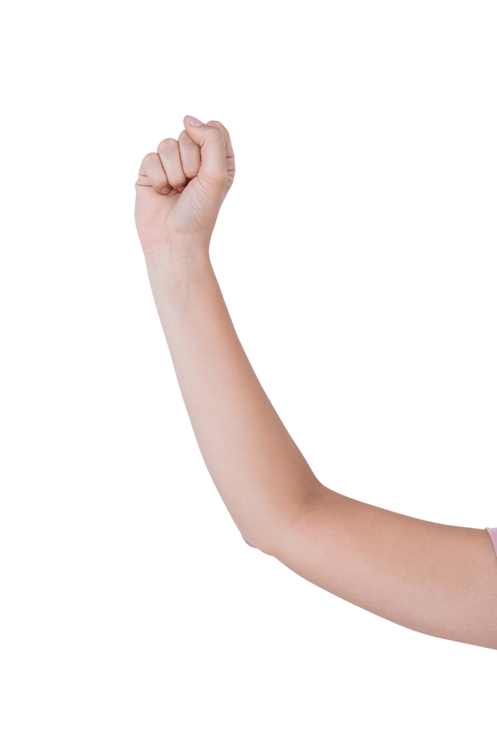 Transparent Woman's Arm Raising Fist with Isolated Hand Gesture