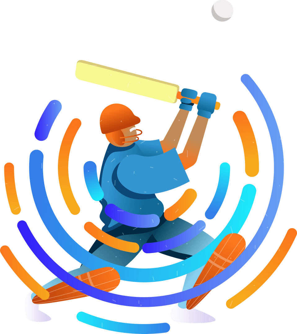 Dynamic Cricket Batsman Swinging Bat Transparent Design