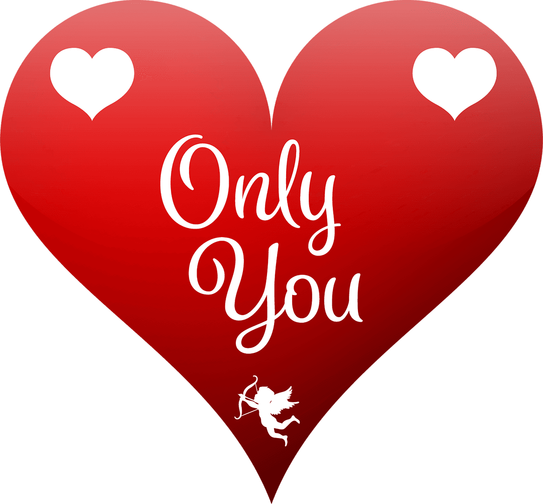 Heart Illustration with Only You Text on Transparent Background
