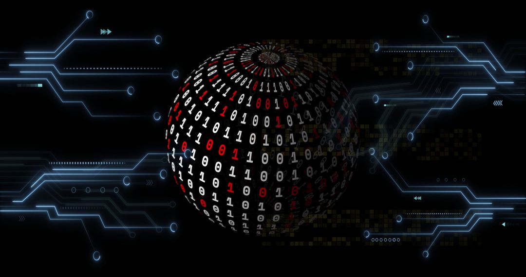 Abstract Binary Sphere with Futuristic Digital Elements