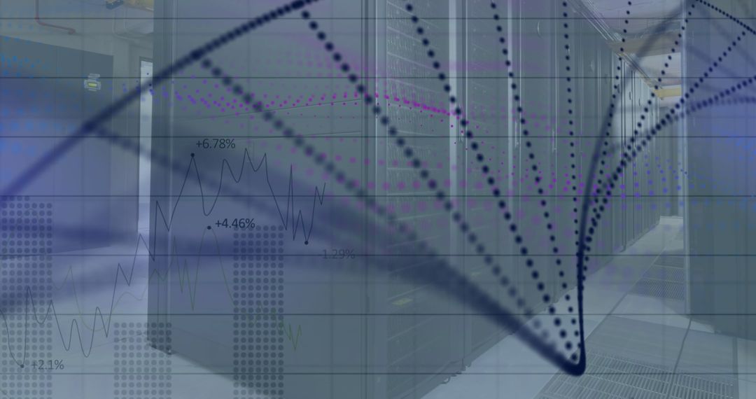 Futuristic DNA Helix Visualization in Dynamic Tech Background