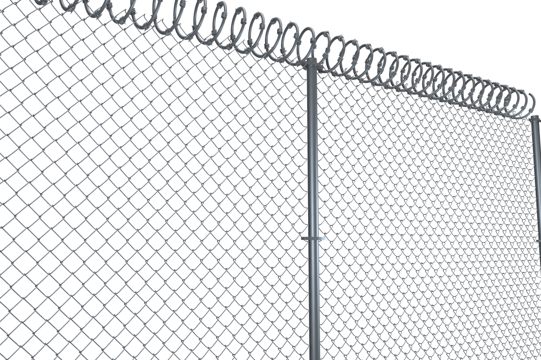 Transparent Chainlink Fence with Barbed Wire Spiral