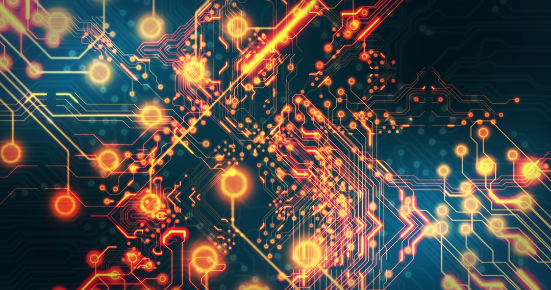 Complex Digital Circuitry with Glowing Connections