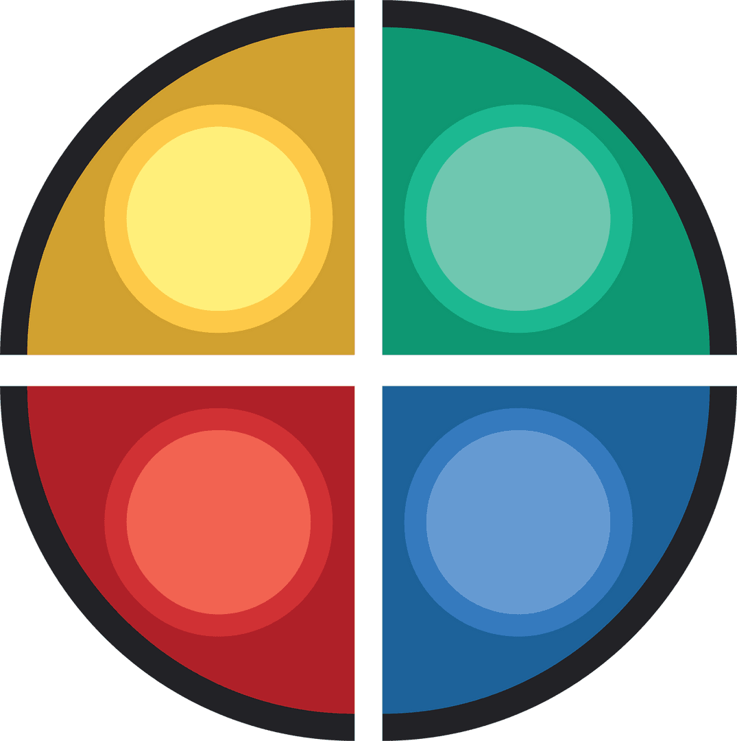 Bright Four Circle Segments on Transparent Background