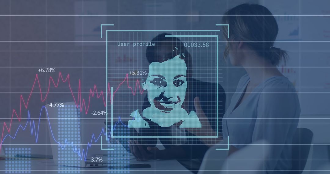 Digital Profile and Analytics Data with Businesswomen Collaborating