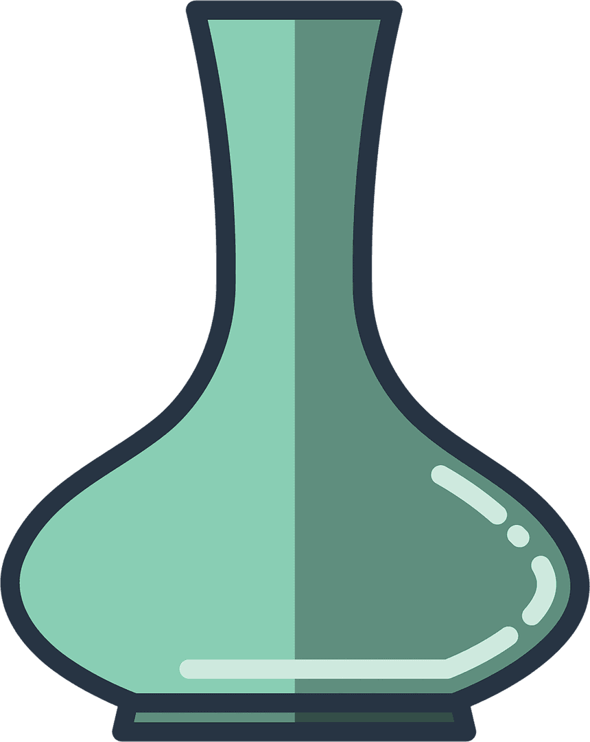 Green Transparent Vase Illustration for Interiors and Decoration Design