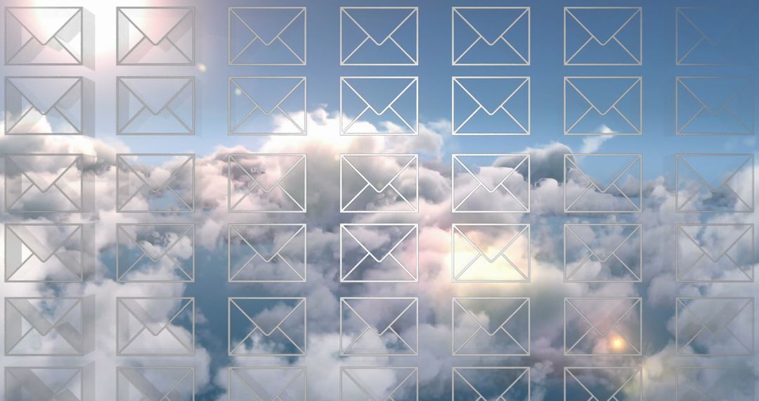 Cloud-Based Email Communication Concept with Transparent Icons