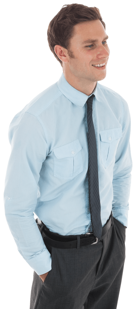 Smiling Businessman in Executive Attire Standing Transparent Background