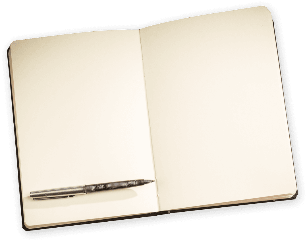 Transparent Pen and Blank Notebook for Creative Planning