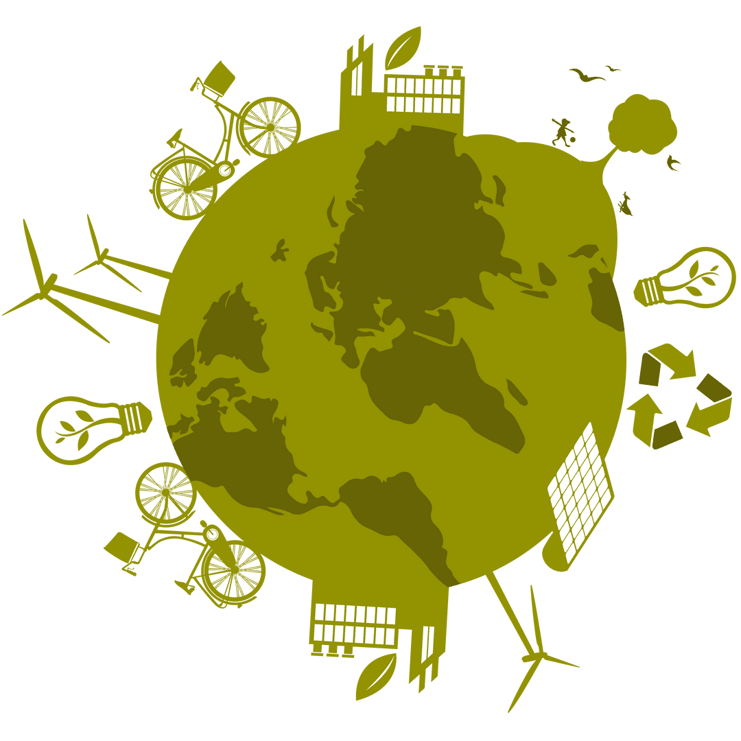 Transparent Green Globe with Eco Symbols Illustration